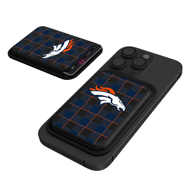 Denver Broncos Plaid Black Magnetic Credit Card Wallet