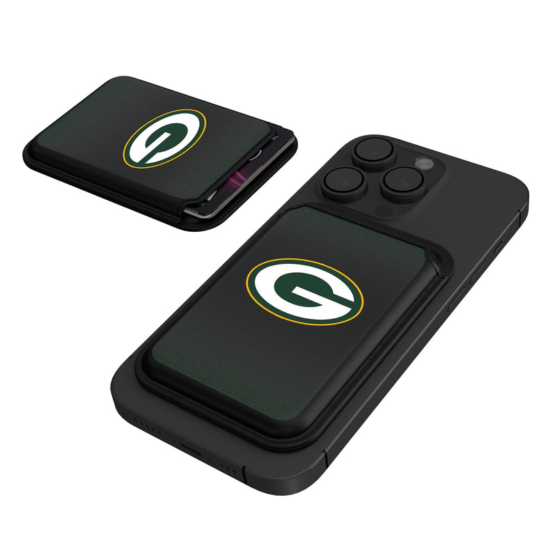 Green Bay Packers Linen Black Magnetic Credit Card Wallet