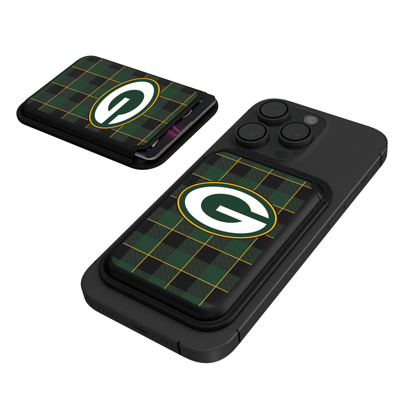 Green Bay Packers Plaid Black Magnetic Credit Card Wallet