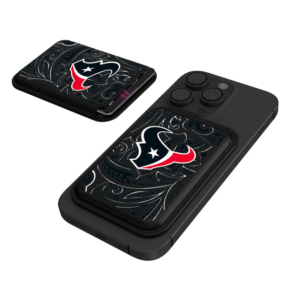 Houston Texans Paisley Black Magnetic Credit Card Wallet