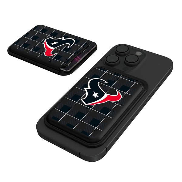 Houston Texans Plaid Black Magnetic Credit Card Wallet