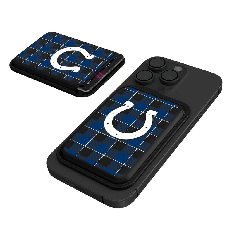 Indianapolis Colts Plaid Black Magnetic Credit Card Wallet