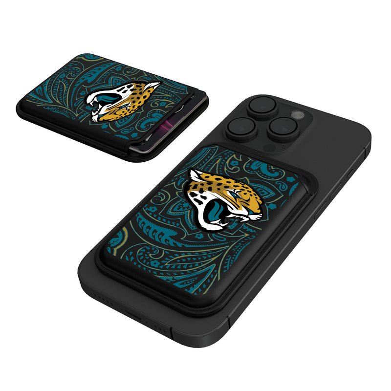 Jacksonville Jaguars Paisley Black Magnetic Credit Card Wallet