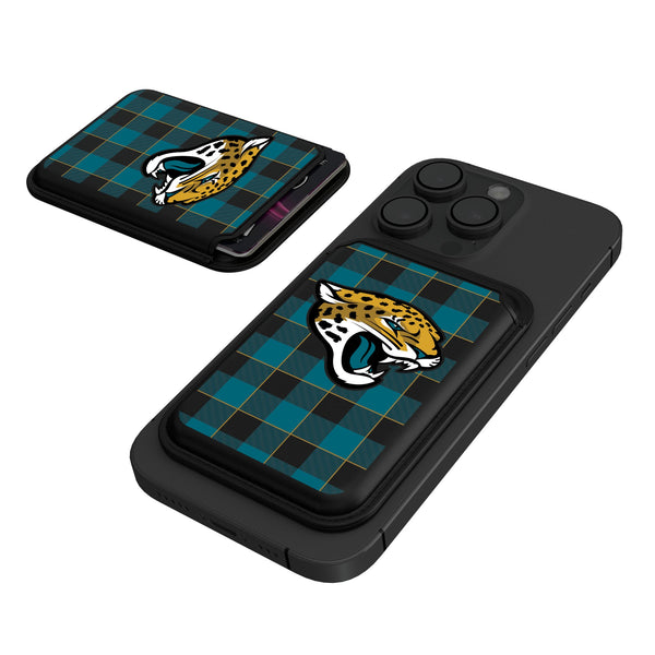 Jacksonville Jaguars Plaid Black Magnetic Credit Card Wallet