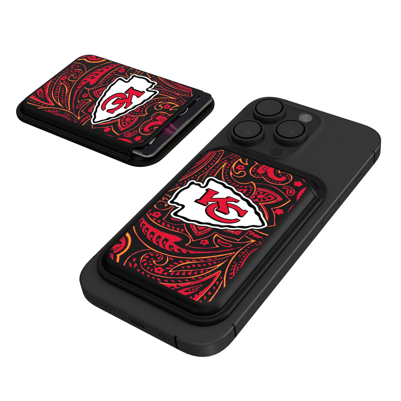 Kansas City Chiefs Paisley Black Magnetic Credit Card Wallet