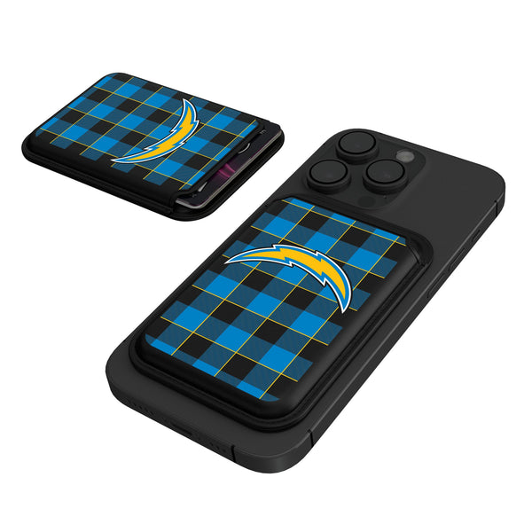 Los Angeles Chargers Plaid Black Magnetic Credit Card Wallet