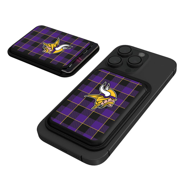 Minnesota Vikings Plaid Black Magnetic Credit Card Wallet