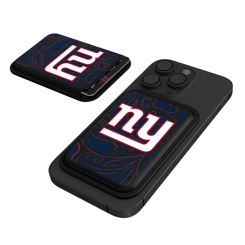 New York Giants Paisley Black Magnetic Credit Card Wallet