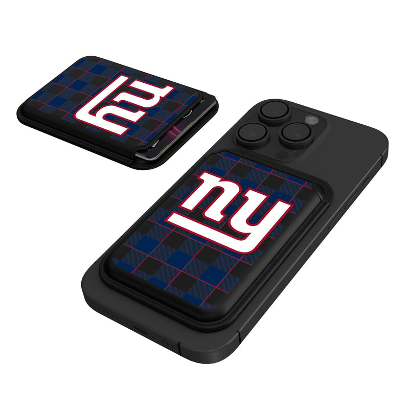 New York Giants Plaid Black Magnetic Credit Card Wallet