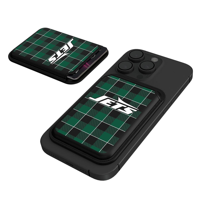 New York Jets Plaid Black Magnetic Credit Card Wallet