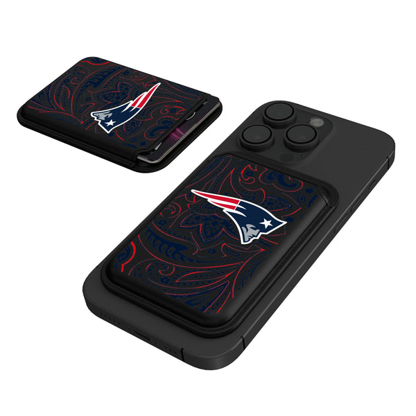 New England Patriots Paisley Black Magnetic Credit Card Wallet