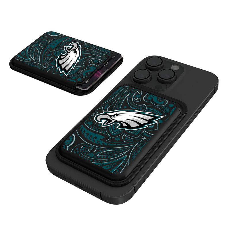 Philadelphia Eagles Paisley Black Magnetic Credit Card Wallet