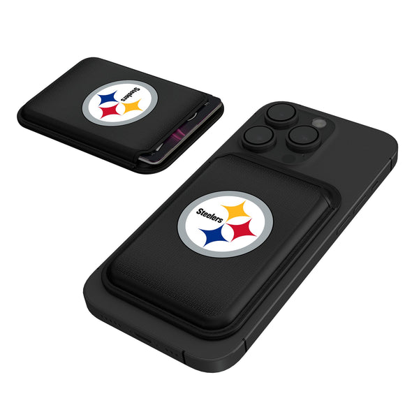 Pittsburgh Steelers Linen Black Magnetic Credit Card Wallet