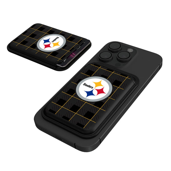 Pittsburgh Steelers Plaid Black Magnetic Credit Card Wallet