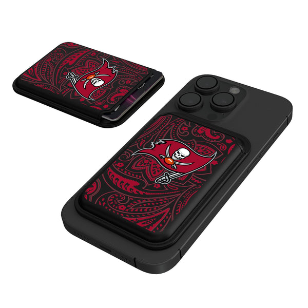 Tampa Bay Buccaneers Paisley Black Magnetic Credit Card Wallet