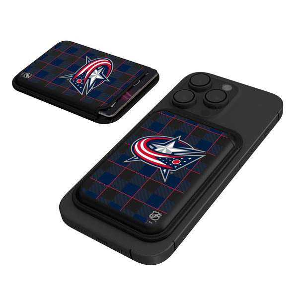 Columbus Blue Jackets Plaid Black Magnetic Credit Card Wallet