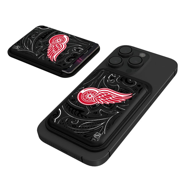 Detroit Red Wings Paisley Black Magnetic Credit Card Wallet