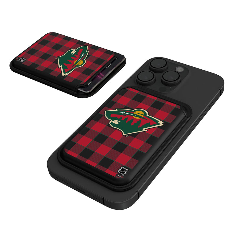 Minnesota Wild Plaid Black Magnetic Credit Card Wallet