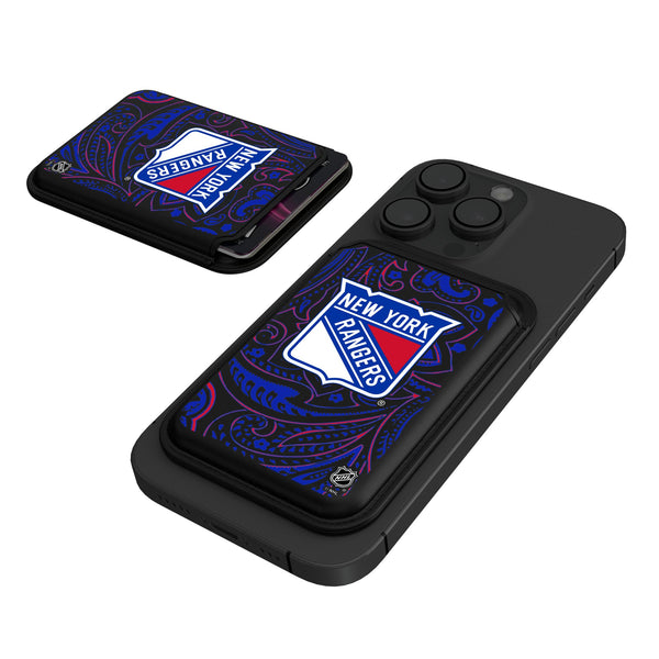 New York Rangers Paisley Black Magnetic Credit Card Wallet