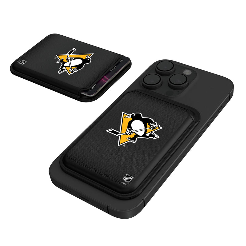 Pittsburgh Penguins Linen Black Magnetic Credit Card Wallet