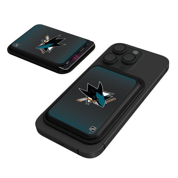 San Jose Sharks Linen Black Magnetic Credit Card Wallet