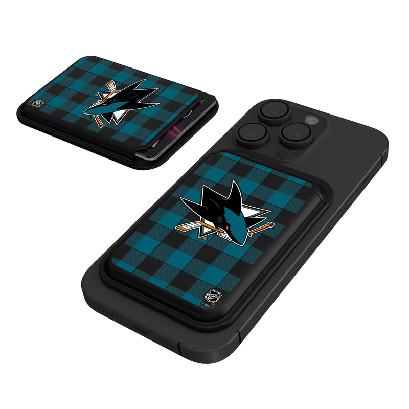 San Jose Sharks Plaid Black Magnetic Credit Card Wallet