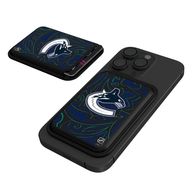 Vancouver Canucks Paisley Black Magnetic Credit Card Wallet