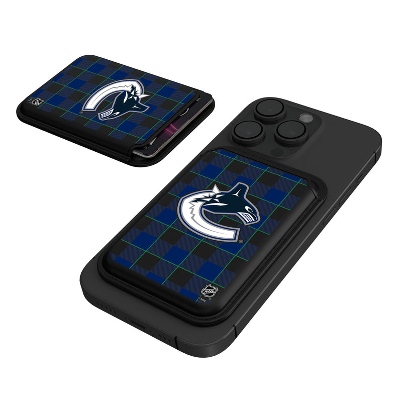 Vancouver Canucks Plaid Black Magnetic Credit Card Wallet