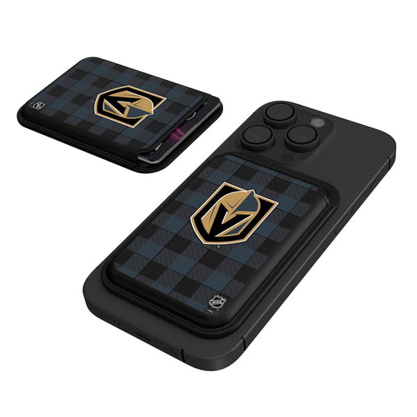 Vegas Golden Knights Plaid Black Magnetic Credit Card Wallet