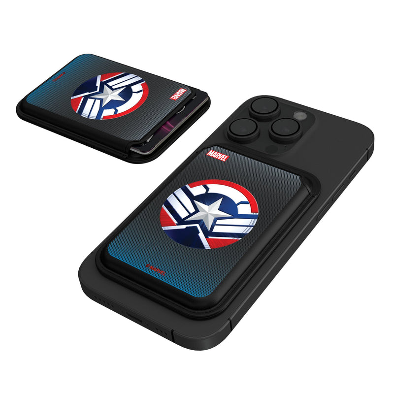 Marvel Avengers Sam Wilson Captain America Grid Black Magnetic Credit Card Wallet