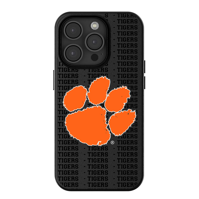 Clemson University Tigers Text Backdrop iPhone MagSafe Compatible Phone Case