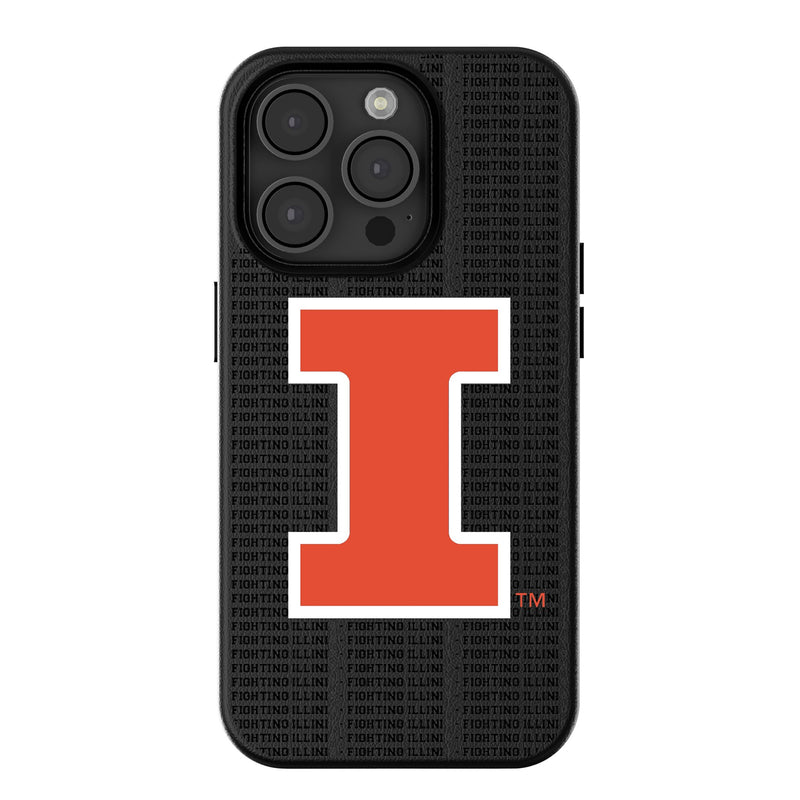 University of Illinois Fighting Illini Text Backdrop iPhone MagSafe Compatible Phone Case