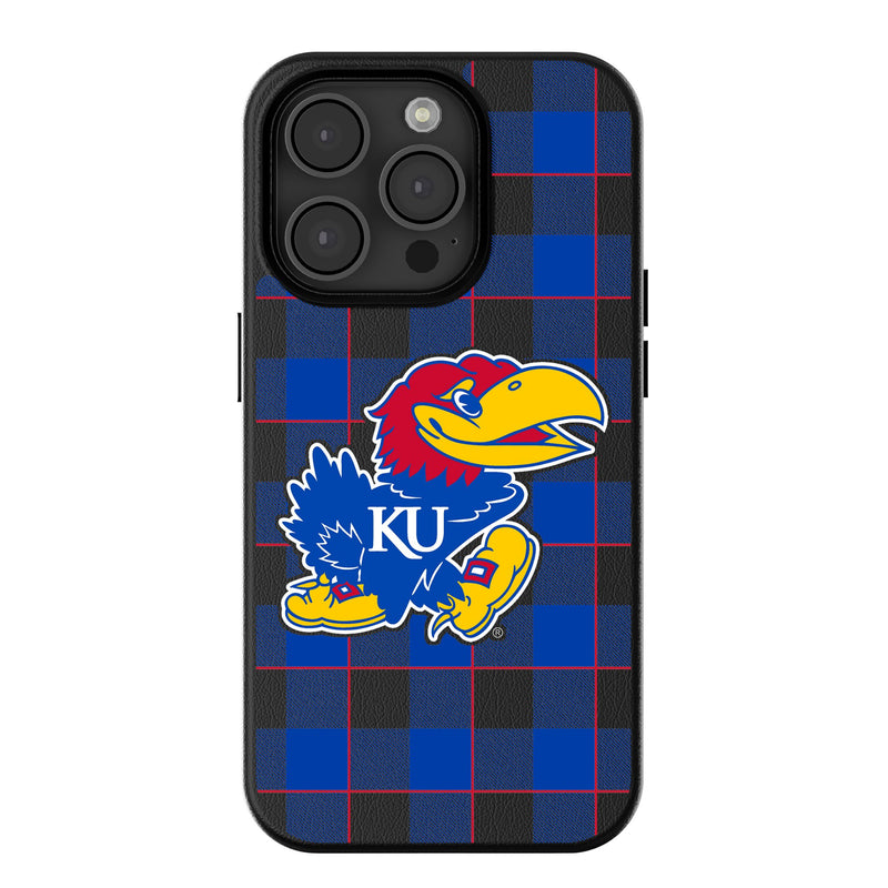 University of Kansas Jayhawks Plaid iPhone MagSafe Compatible Phone Case