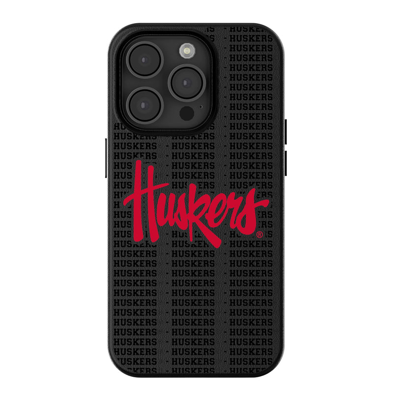 University of Nebraska Huskers Text Backdrop iPhone MagSafe Compatible Phone Case