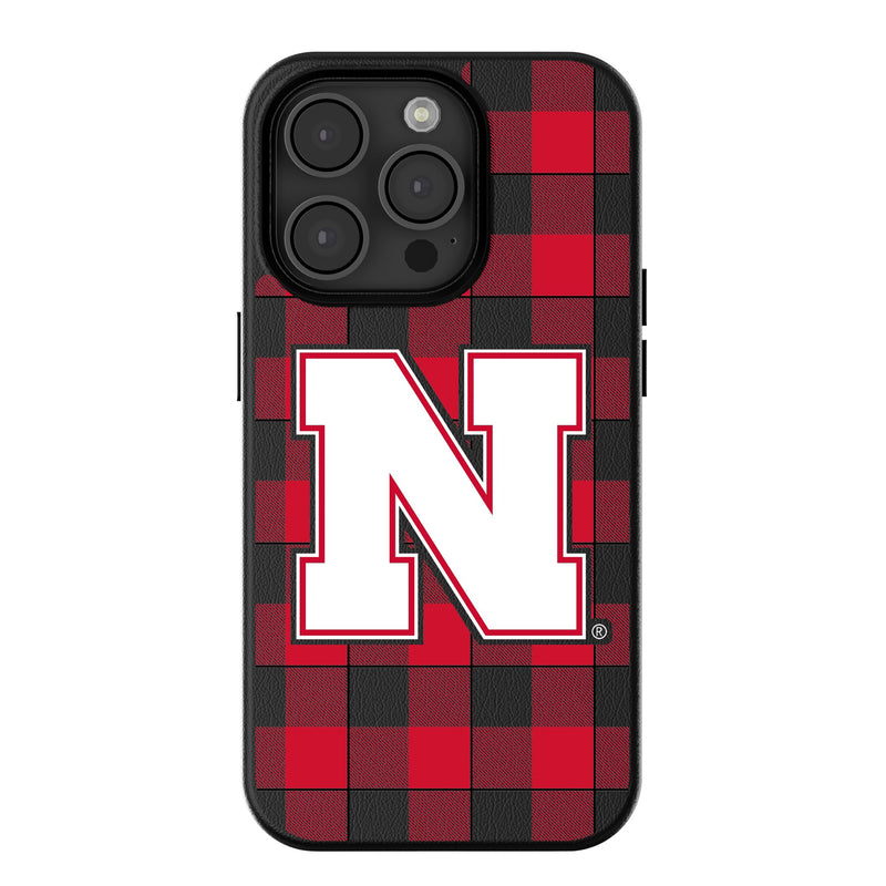 University of Nebraska Huskers Block N Plaid iPhone MagSafe Compatible Phone Case