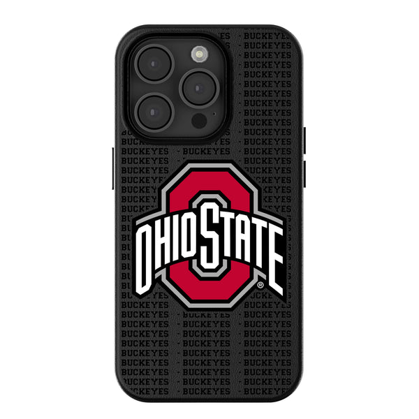 Ohio State University Buckeyes Text Backdrop iPhone MagSafe Compatible Phone Case