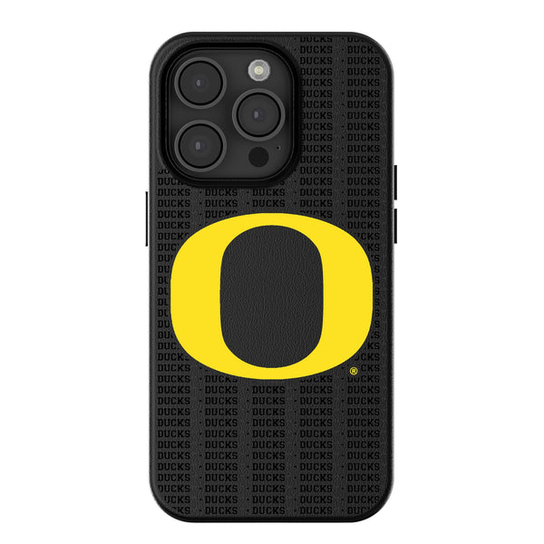 University of Oregon Ducks Text Backdrop iPhone MagSafe Compatible Phone Case