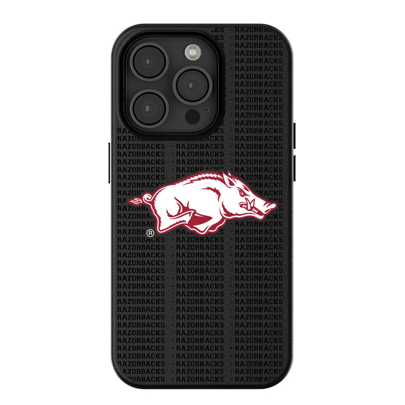 University of Arkansas Fayetteville Razorbacks Text Backdrop iPhone MagSafe Compatible Phone Case