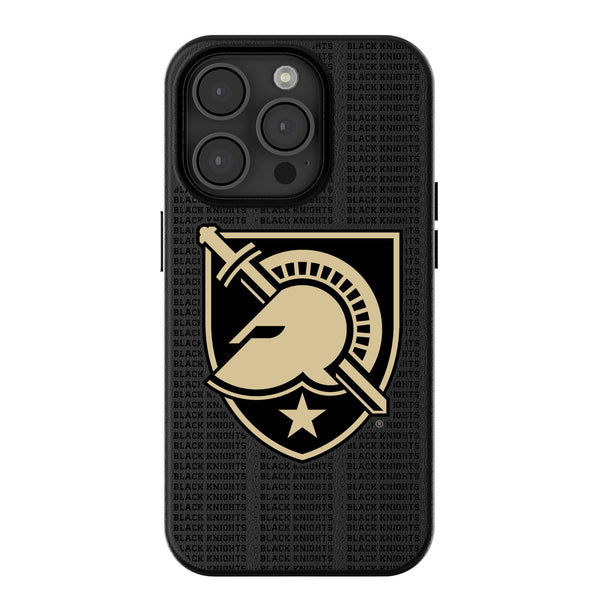 United States Military Academy Black Knights Text Backdrop iPhone MagSafe Compatible Phone Case