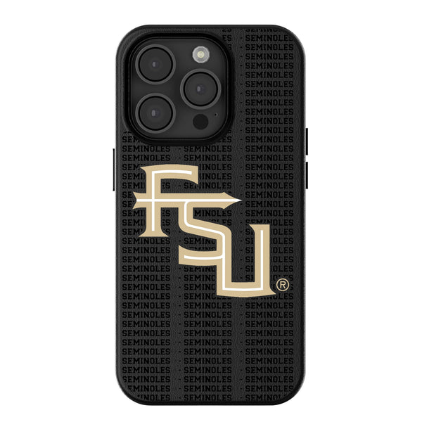 Florida State University Seminoles Athletic Wordmark Text Backdrop iPhone MagSafe Compatible Phone Case