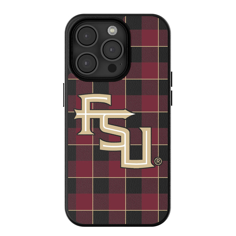 Florida State University Seminoles Athletic Wordmark Plaid iPhone MagSafe Compatible Phone Case