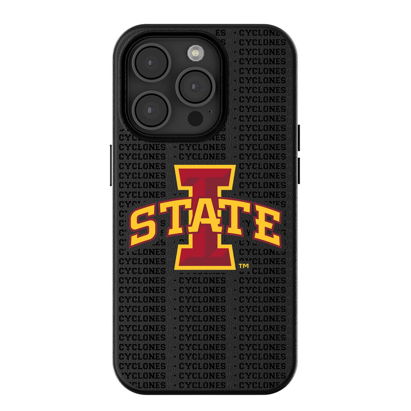 Iowa State University Cyclones Text Backdrop iPhone MagSafe Compatible Phone Case