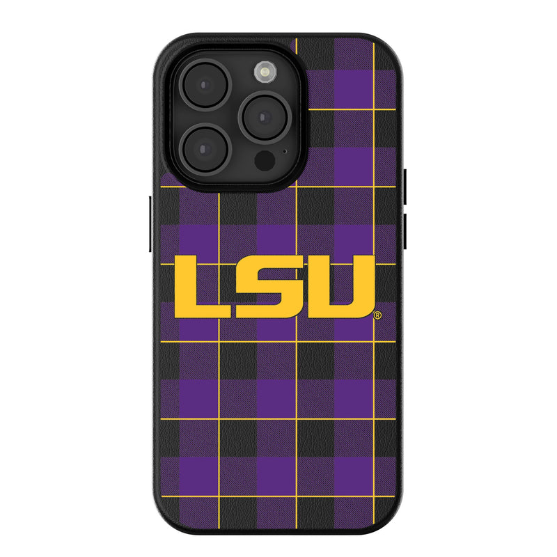 Louisiana State University Tigers Plaid iPhone MagSafe Compatible Phone Case