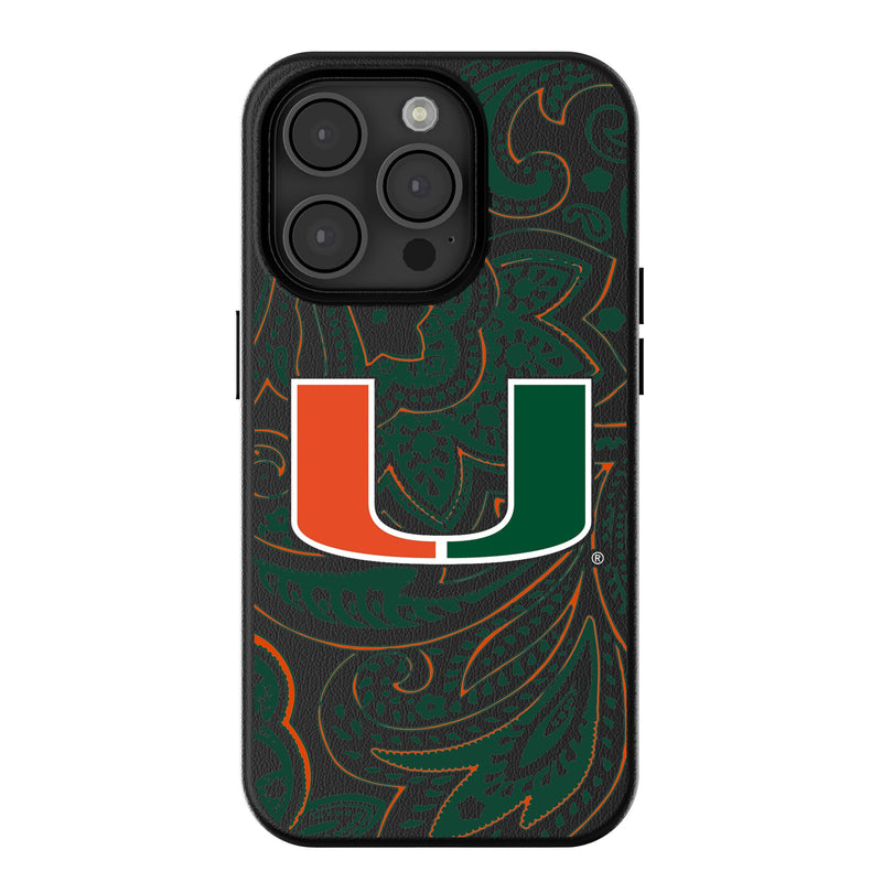 University of Miami Hurricanes Paisley iPhone MagSafe Compatible Phone Case