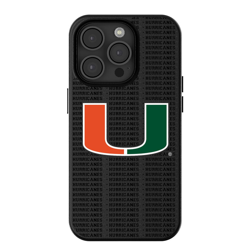 University of Miami Hurricanes Text Backdrop iPhone MagSafe Compatible Phone Case