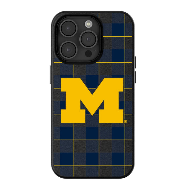 University of Michigan Wolverines Plaid iPhone MagSafe Compatible Phone Case