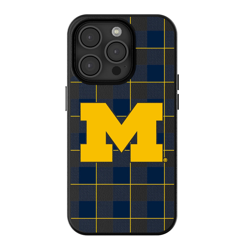 University of Michigan Wolverines Plaid iPhone MagSafe Compatible Phone Case