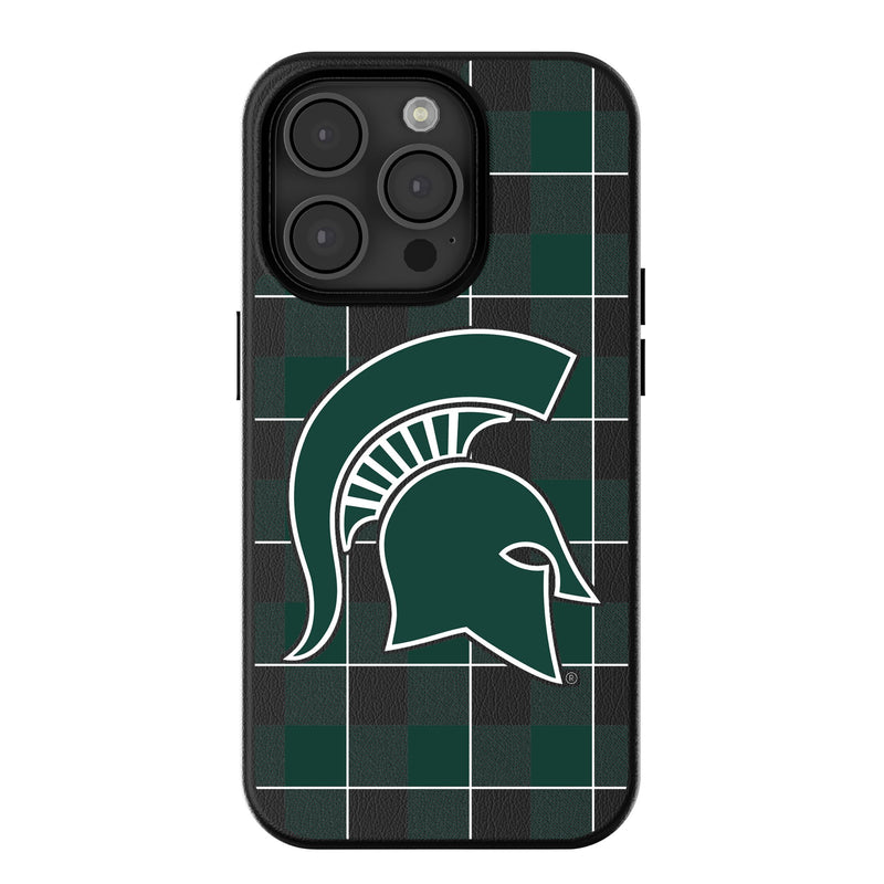 Michigan State University Spartans Plaid iPhone MagSafe Compatible Phone Case