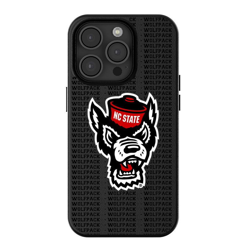 North Carolina State University Wolfpack Text Backdrop iPhone MagSafe Compatible Phone Case