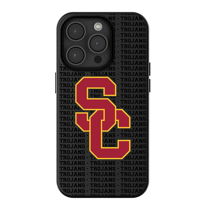 University of Southern California Trojans Text Backdrop iPhone MagSafe Compatible Phone Case